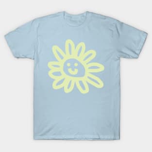 Soft Yellow Daisy Flower Smiley Face T-Shirt